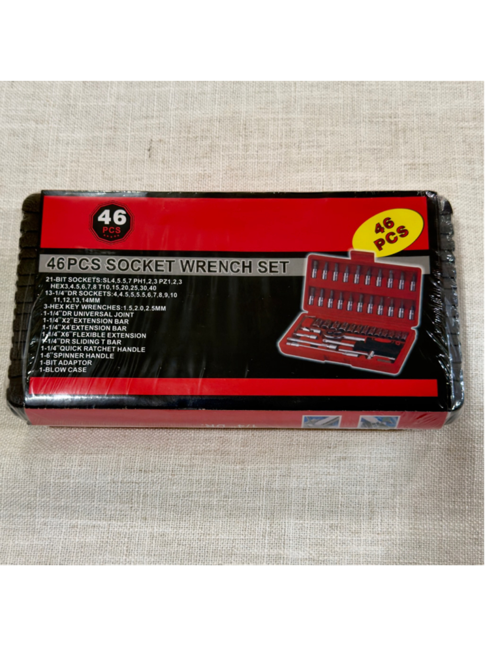 46 Piece 1/4” Drive Socket Wrench Set Metric CR-V Ratchet Tool Kit
